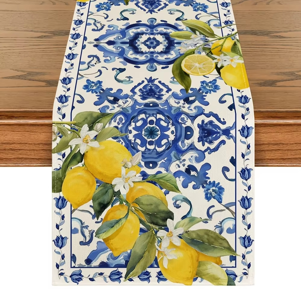 Interior Design Kitchen And Living Room - 1pc Table Runner Printed With Lemon